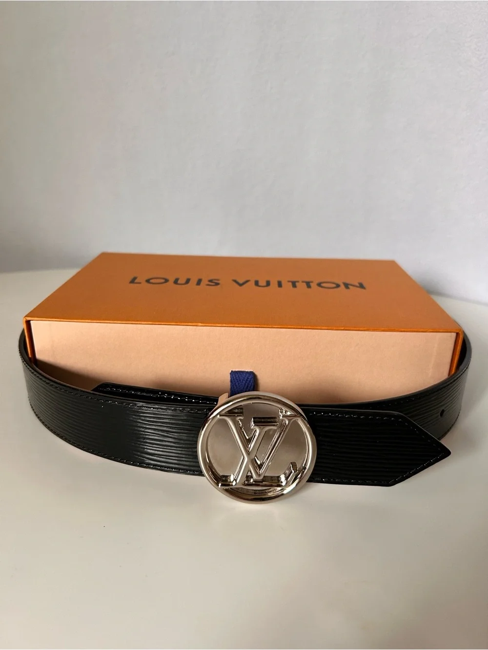 Louis Vuitton Black Epi Leather Belt Reversible LV Buckle w Receipt